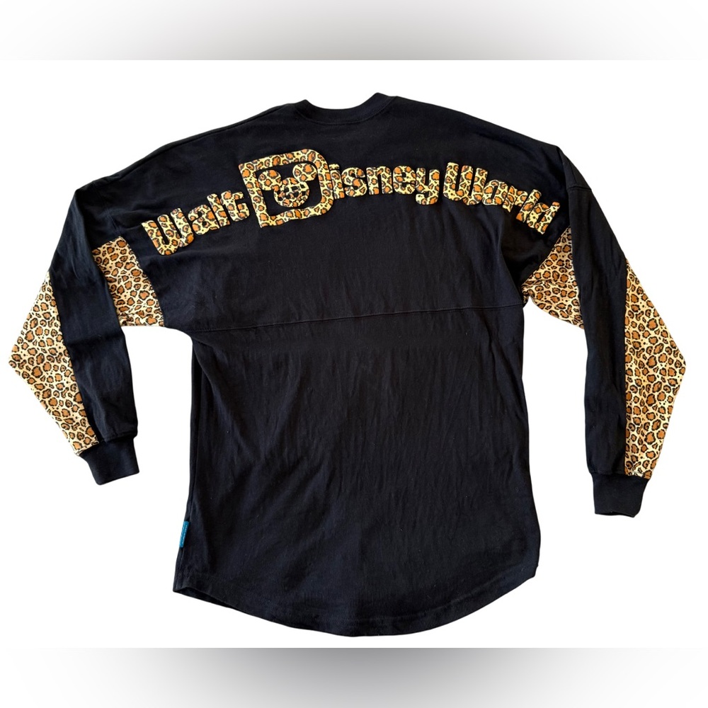 Walt Disney World Black & Leopard Cheetah Print Long Sleeve Shirt Spirit Jersey